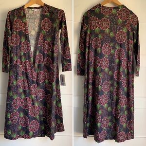 LULAROE | Sarah Duster Purple Floral Ribbed sz XS